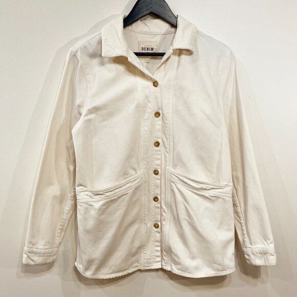 EUC Sezane Will Cotton Twill Chore Jacket Ecru Small $145 - Picture 3 of 9